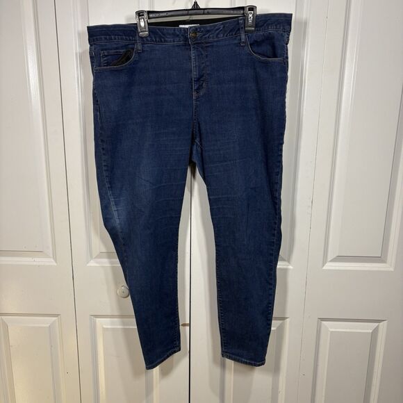 Ava & Viv Jeans Women 20W Dark Wash Stretch Denim Skinny Tapered Plus Size - Picture 1 of 8